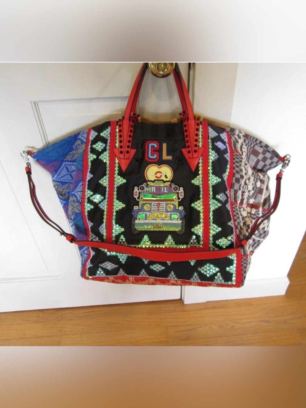 CHRISTIAN LOUBOUTIN Multi Color Manilacaba Embellished Tote Bag XLarge